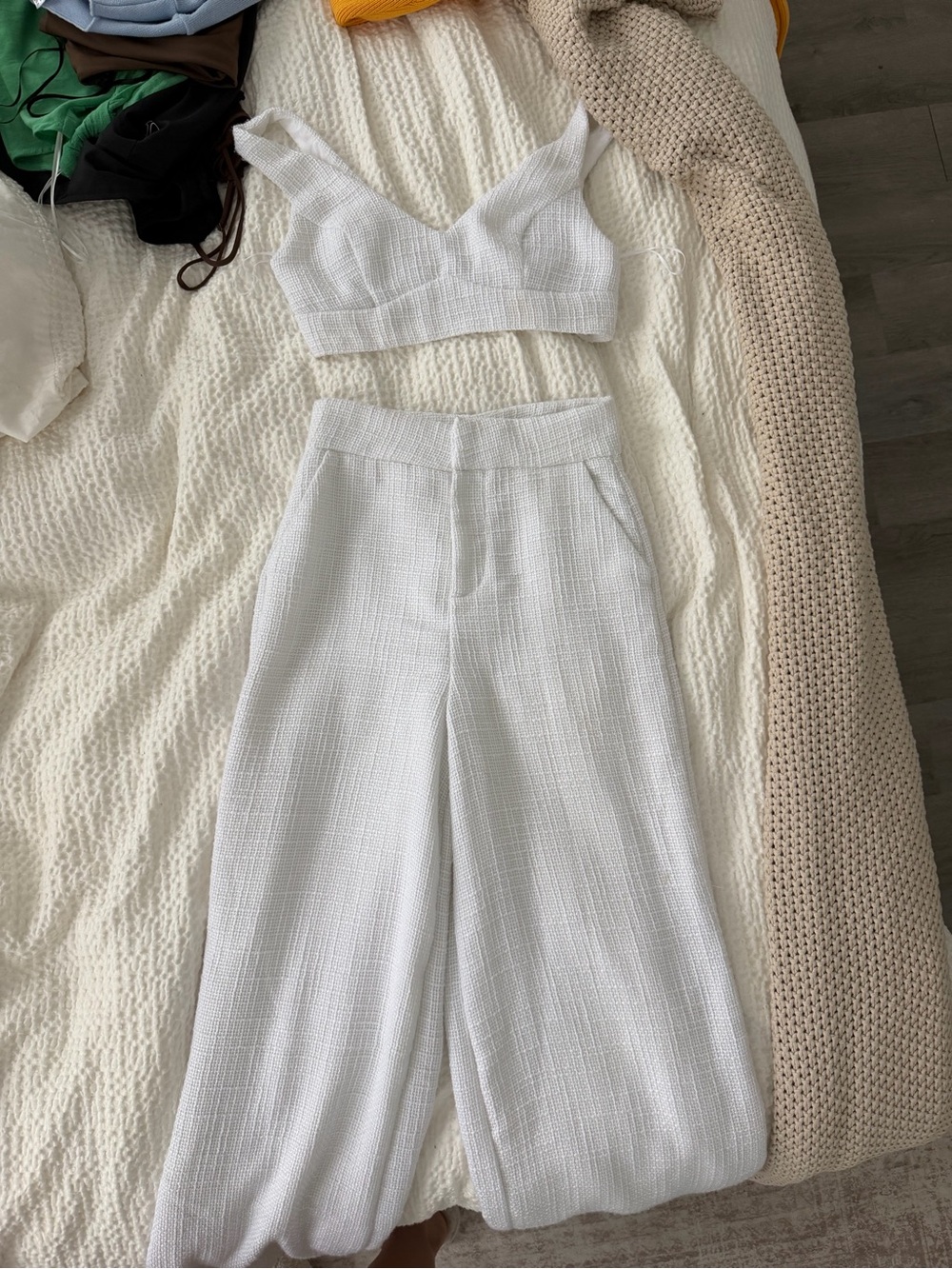 Showpo White Textured Wide-Leg Pants